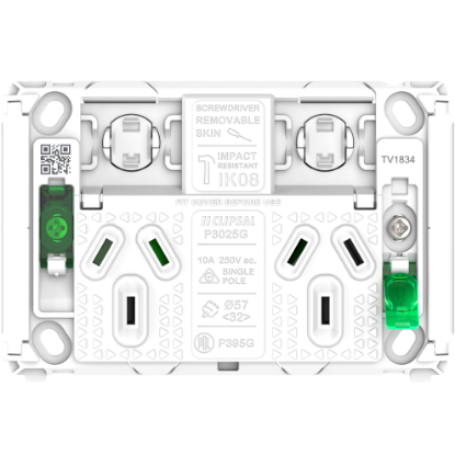 Picture of Clipsal Pro Series, Twin Power Point Grid, Horizontal Mount, 250V, 10A