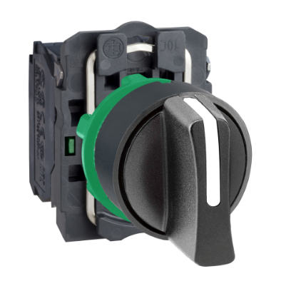 Picture of Selector switch, Harmony XB5, plastic, black, 22mm, 3 positions, stay put, 2 NO