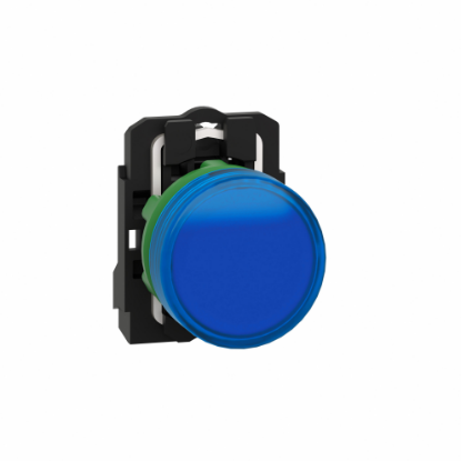 Picture of Pilot light, Harmony XB5, grey plastic, blue, 22mm, universal LED, plain lens, 110...120V AC
