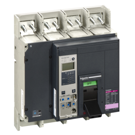 Picture of Circuit breaker, ComPact NS1250H, 70kA/415VAC, Micrologic 5.0E trip unit, 1250A, fixed, 4 poles 4d
