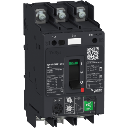 Picture of TeSys Deca, Motor circuit breaker, TeSys GV4, 3P, 50A, Icu 100kA, thermal magnetic multifunction, lugs terminals