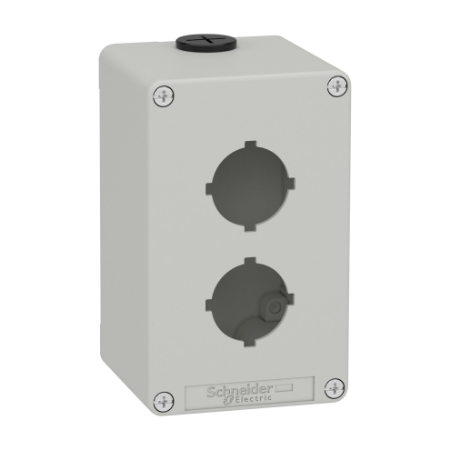 Picture of Empty control station, Harmony XAP, XB2 SL, zinc alloy, grey, M20, 2 cut outs 30mm with notches, 80x130x77mm, UL cULus