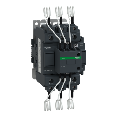 Picture of Capacitor contactor, Tesys Deca, 63kVAR at 400/415V 50Hz, 220V AC 50/60Hz coil, screw clamp terminals