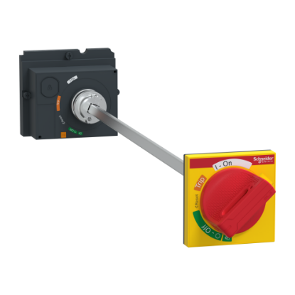 Picture of Extended rotary handle, ComPacT NSX100/160/250, red handle/yellow front, shaft length 185mm to 600mm, IP55