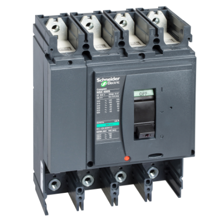 Picture of Circuit breaker basic frame, ComPact NSX400N, 50kA at 415VAC 50/60 Hz, 400A, without trip unit, 4 poles