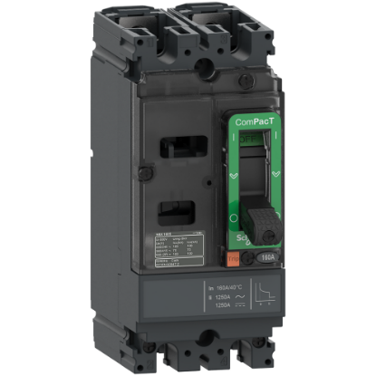 Picture of Circuit breaker, ComPacT NSX160M AC/DC, 25kA/415VAC, 2 poles, TMD trip unit 125A