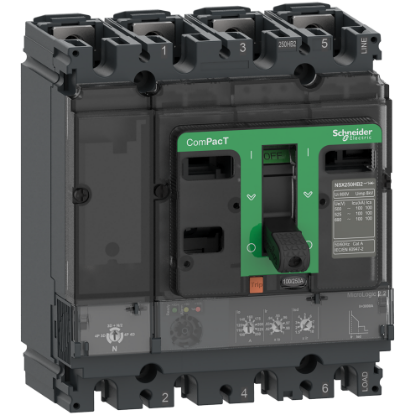 Picture of Circuit breaker, ComPacT NSX250N, 50kA/415VAC, 4 poles, MicroLogic 2.2 trip unit 160A