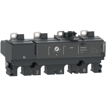 Picture of Trip unit TM63G, ComPacT NSX100/160, 4 poles 4D (neutral fully protected), thermal magnetic protections, generator, 63A