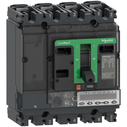 Picture of Circuit breaker, ComPacT NSX100R, 200kA/415VAC, 3 poles, MicroLogic 6.2E-M trip unit 80A