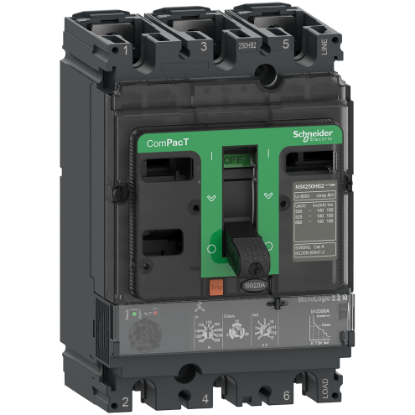 Picture of Circuit breaker, ComPacT NSX100HB1, 75kA/690VAC, 3 poles, MicroLogic 2.2M trip unit 25A