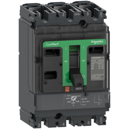 Picture of Circuit breaker, ComPacT NSX100HB2, 100kA/690VAC, 3 poles, MA trip unit 25A