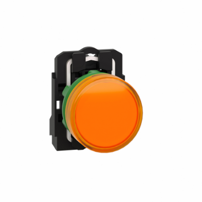 Picture of pilot light, Harmony XB5, grey plastic, orange, 22mm, universal LED, plain lens, 110...120V AC