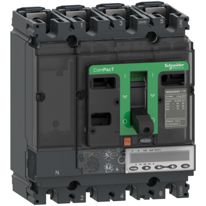 Picture of Circuit breaker, ComPacT NSX250R, 200kA/415VAC, 4 poles, MicroLogic 6.2E trip unit 100A