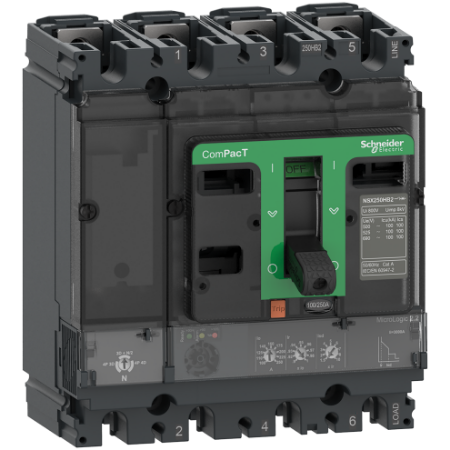 Picture of Circuit breaker, ComPacT NSX160N, 50kA/415VAC, 4 poles, MicroLogic 2.2 trip unit 160A