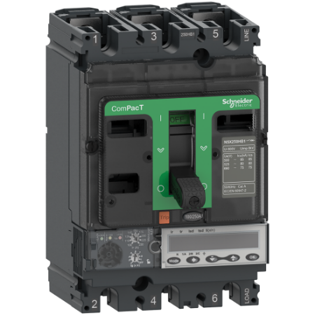 Picture of Circuit breaker, ComPacT NSX250HB2, 100kA/690VAC, 4 poles, MicroLogic 6.2E trip unit 250A