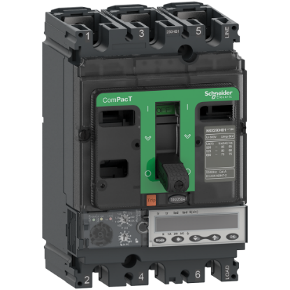 Picture of Circuit breaker, ComPacT NSX100R, 200kA/415VAC, 3 poles, MicroLogic 6.2E trip unit 100A