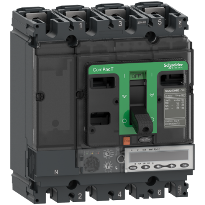 Picture of Circuit breaker, ComPacT NSX100HB2, 100kA/690VAC, 4 poles, MicroLogic 5.2E trip unit 40A