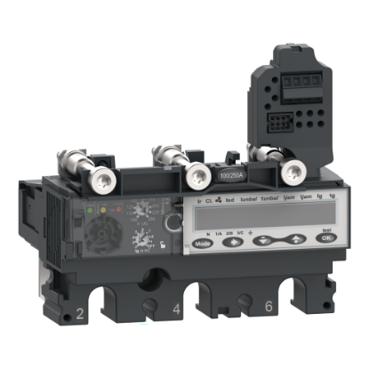 Picture of Trip unit MicroLogic 6.2E, ComPacT NSX100/160/250, 3 poles, basic and ground fault protections, energy meter, 100A