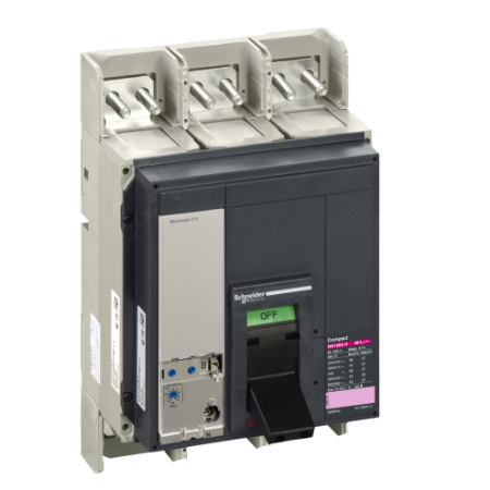 Picture of Circuit breaker, ComPact NS1600H, 70kA/415VAC, Micrologic 5.0E trip unit, 1600A, fixed, 3 poles 3d