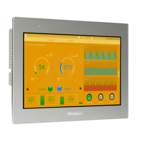 Picture of 12"W touch panel display, 2COM, 2Ethernet, USB host&device, 24VDC