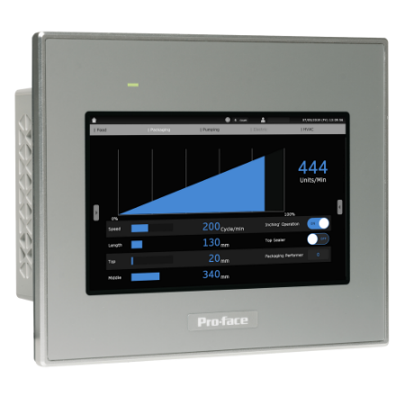 Picture of 4"W touch panel display, 1COM, 1Ethernet, USB host&device, 24VDC