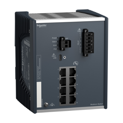Picture of Modicon PoE (Power over Ethernet) Managed Switch - 8 Gigabit ports for copper - extended temperature