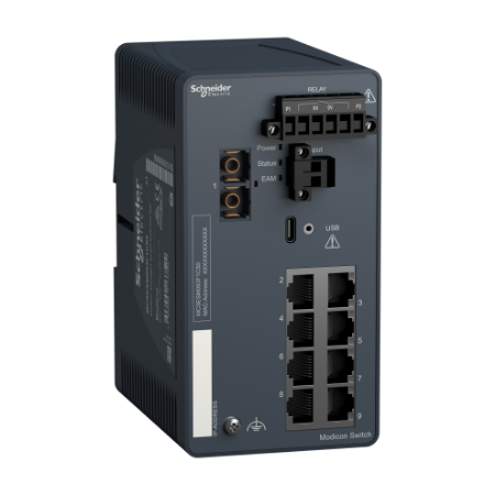 Picture of Modicon Managed Switch - 8 ports for copper + 1 port for fiber optic single-mode