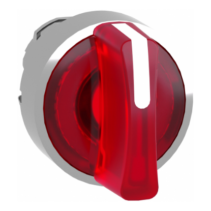 Picture of Head for illuminated selector switch, Harmony XB4, metal, red handle, 22mm, universal LED, 3 positions, right to center