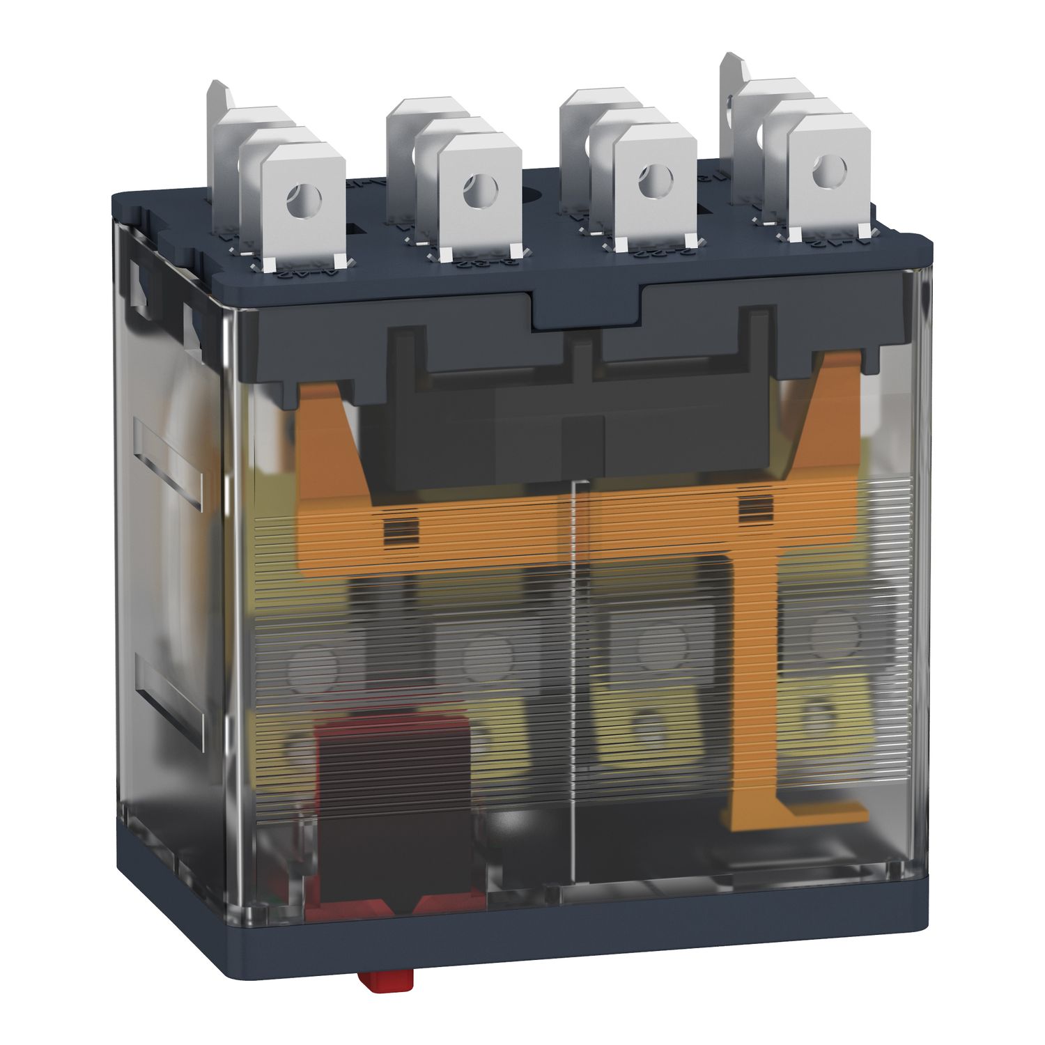 Picture of plug-in relay, Harmony electromechanical relays, 15A, 4CO, with LED, lockable test button, 24V AC