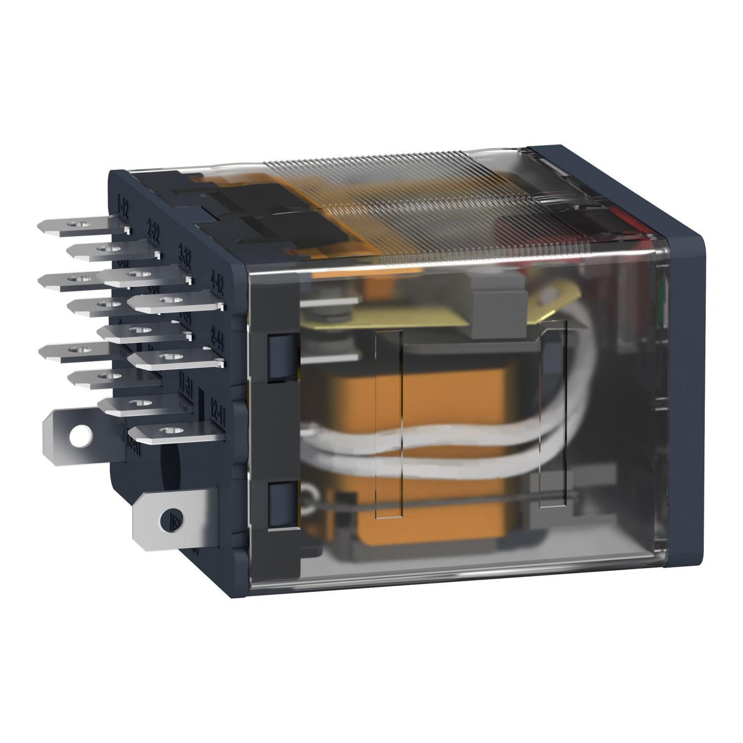 Picture of plug-in relay, Harmony electromechanical relays, 15A, 4CO, with LED, lockable test button, 24V AC