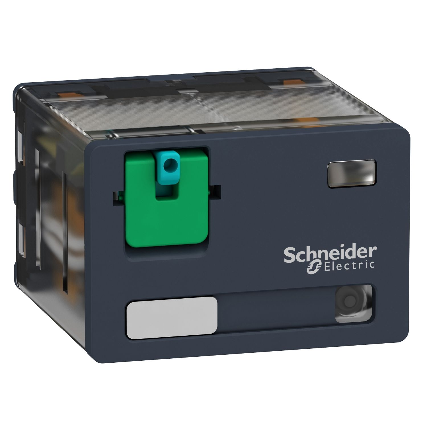 Picture of plug-in relay, Harmony electromechanical relays, 15A, 4CO, with LED, lockable test button, 24V DC