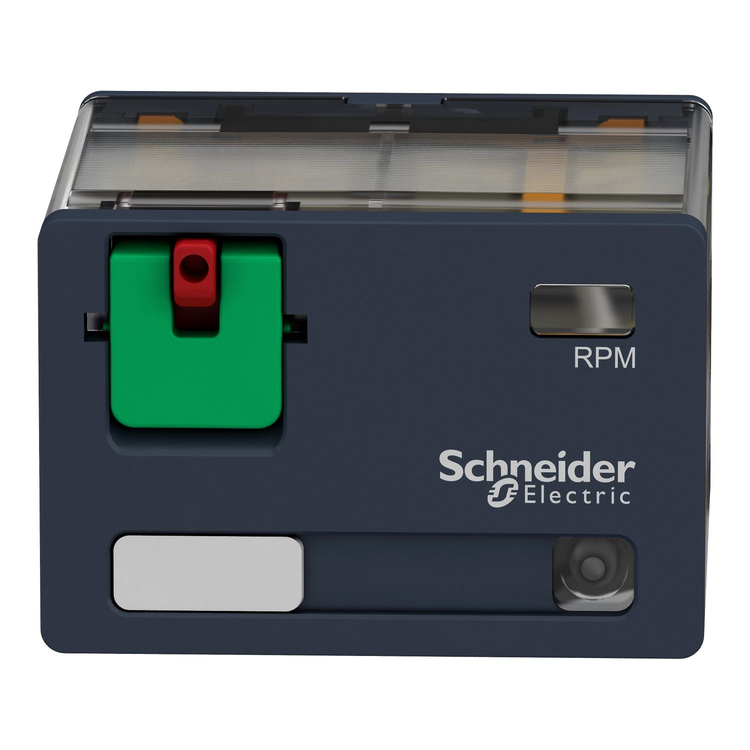Picture of plug-in relay, Harmony electromechanical relays, 15A, 4CO, with LED, lockable test button, 120V AC