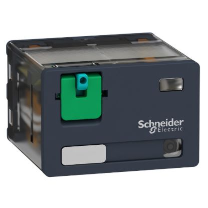 Picture of plug-in relay, Harmony electromechanical relays, 15A, 4CO, with LED, lockable test button, 110V DC