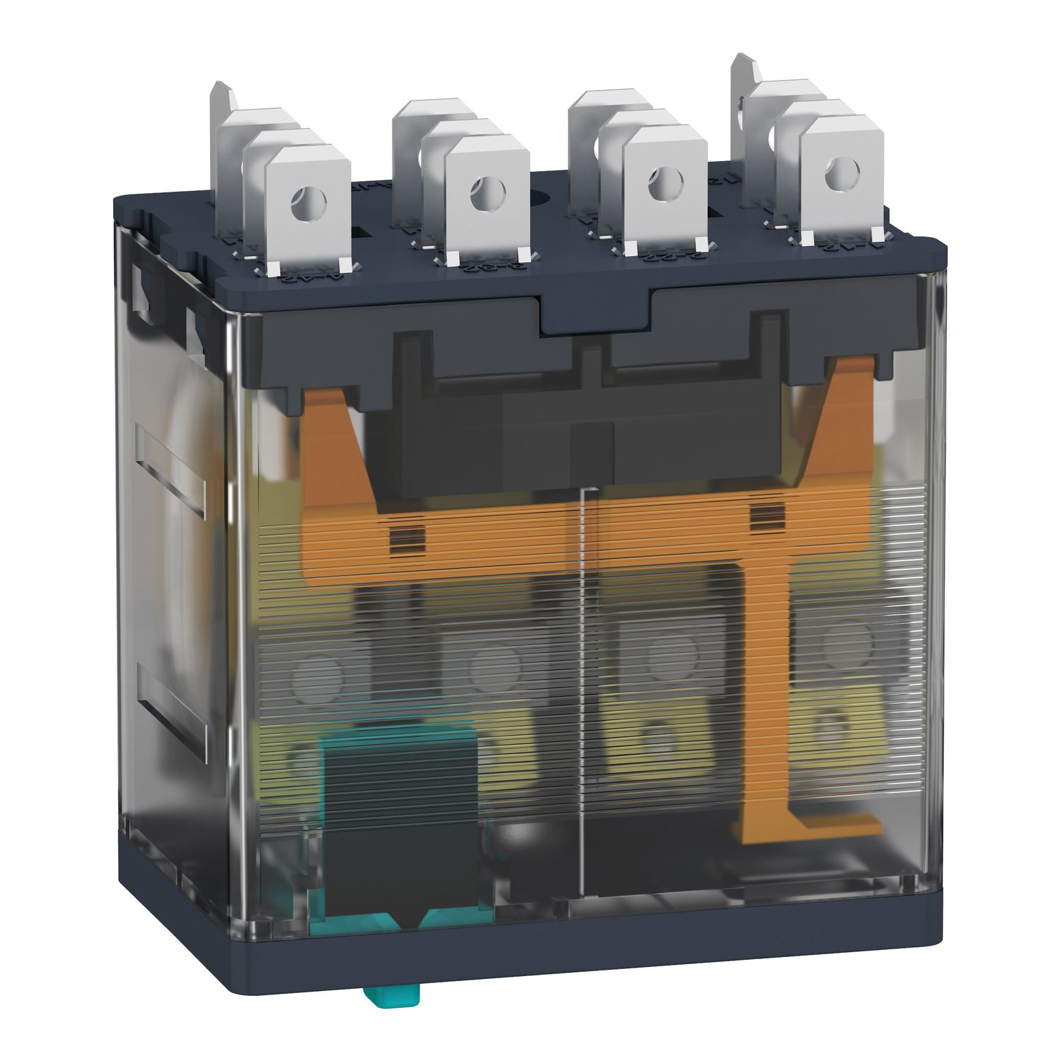 Picture of plug-in relay, Harmony electromechanical relays, 15A, 4CO, with LED, lockable test button, 110V DC