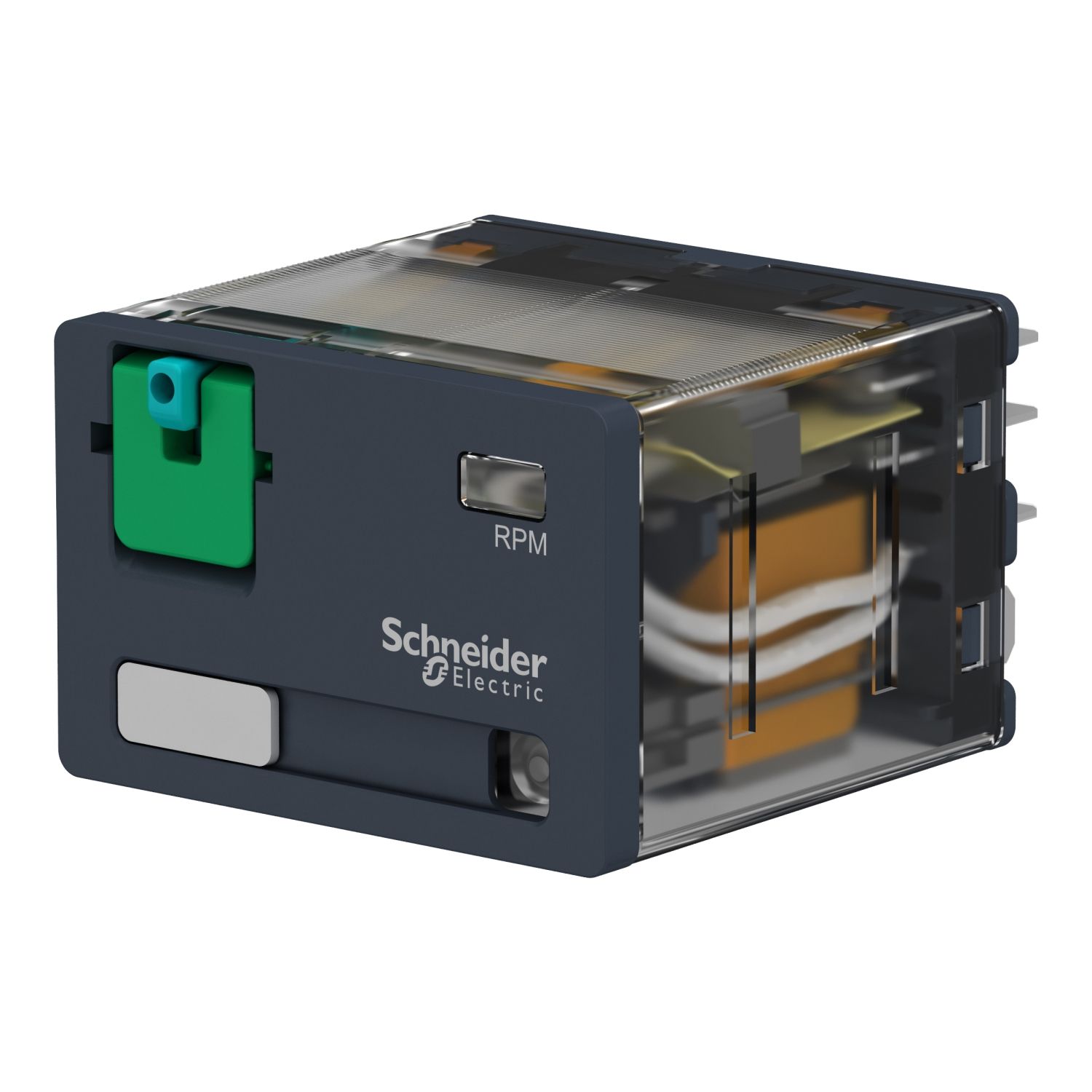 Picture of plug-in relay, Harmony electromechanical relays, 15A, 4CO, with LED, lockable test button, 110V DC