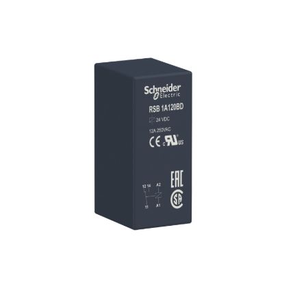 Picture of interface plug-in relay, Harmony electromechanical relays, 12A, 1CO, 24V DC