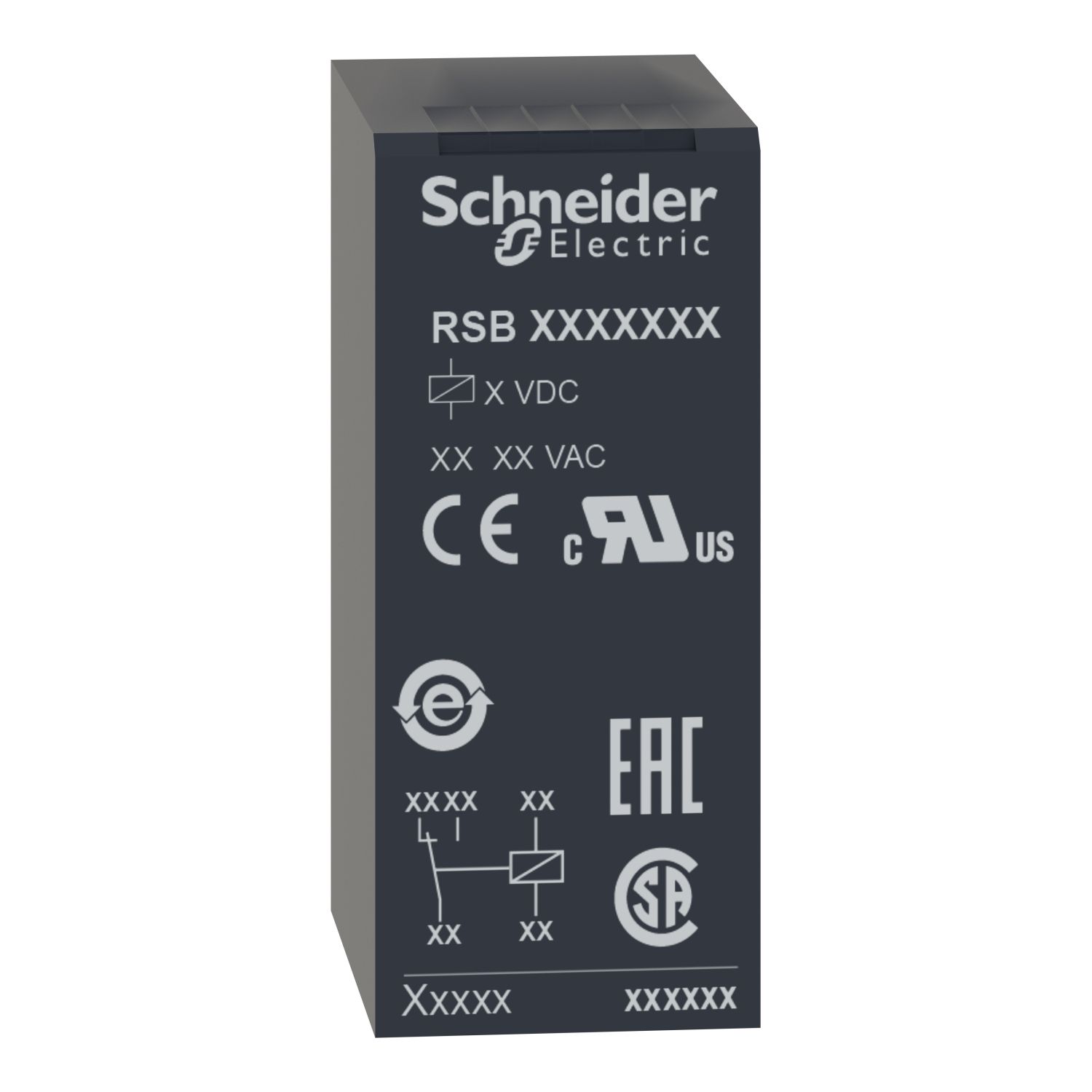 Picture of interface plug-in relay, Harmony electromechanical relays, 8A, 2CO, 12V DC