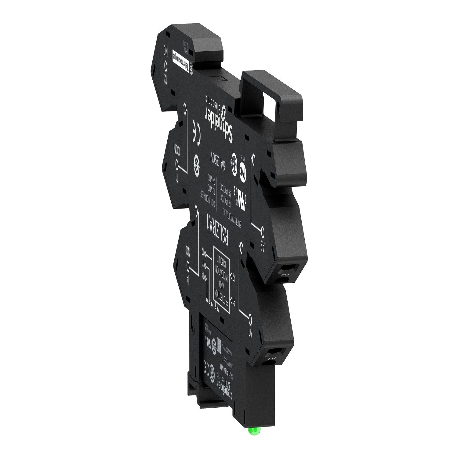 Picture of slim interface relay, Harmony Electromechanical Relays,  pre assembled, 6A, 1CO, with LED, spring terminals, 24V AC/DC
