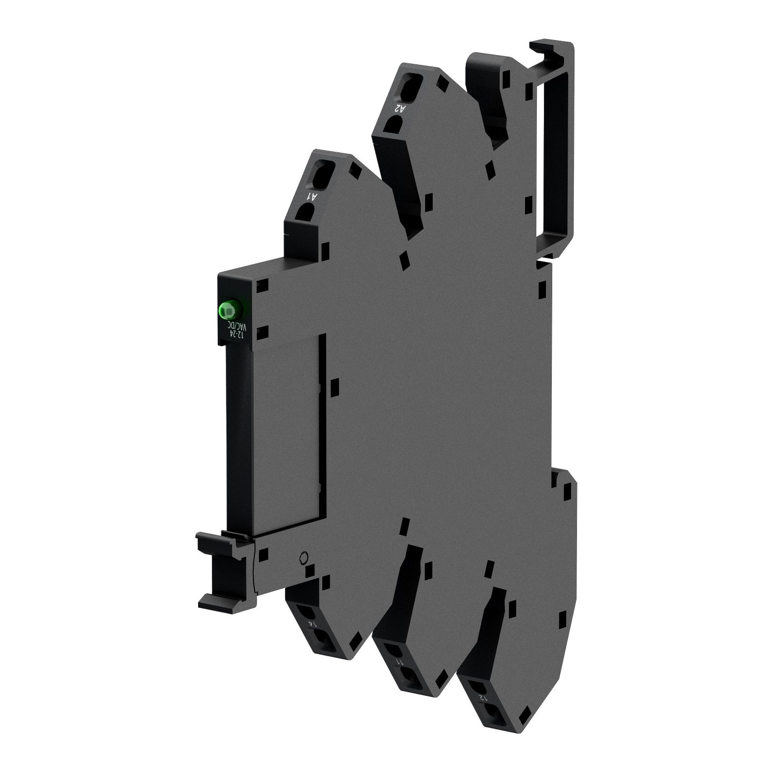 Picture of Slim interface relay pre assembled, Harmony Electromechanical Relays, 6A, 1CO, with LED, spring terminals, 230V AC DC