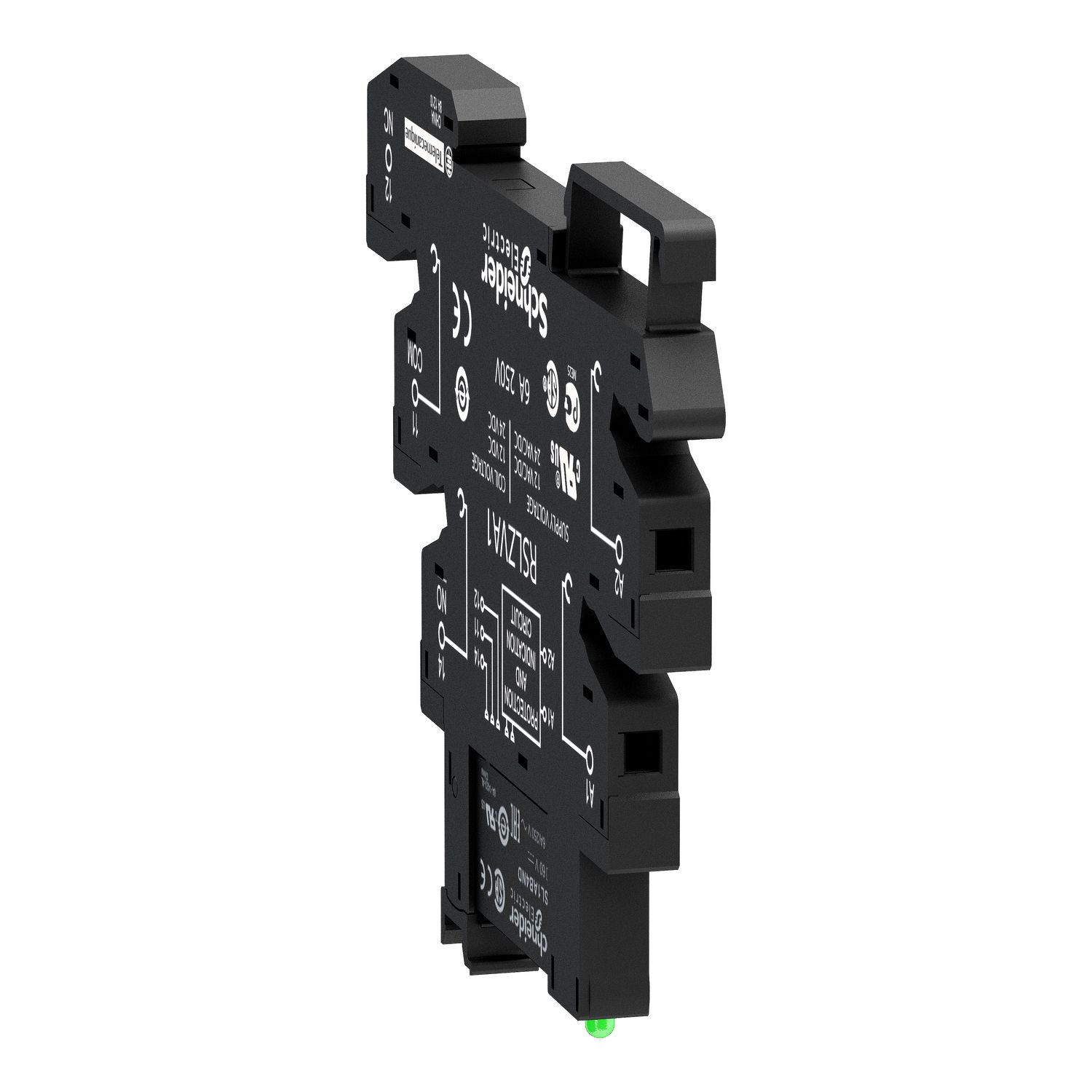 Picture of Slim interface relay pre assembled, Harmony Electromechanical Relays, 6A, 1CO, with LED, screw connectors, 110V AC DC