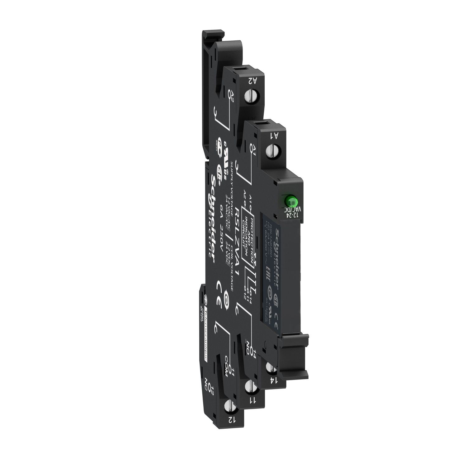 Picture of Slim interface relay pre assembled, Harmony Electromechanical Relays, 6A, 1CO, with LED, screw connectors, 230V AC DC