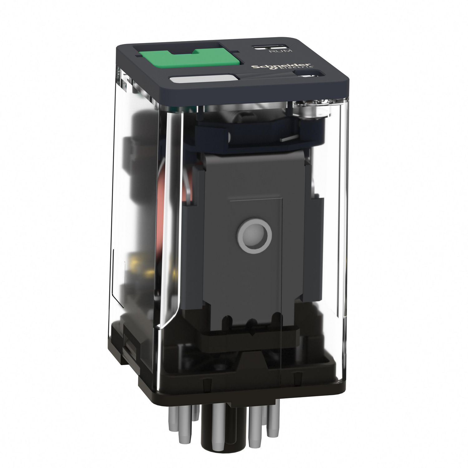 Picture of Universal plug in relay, Harmony Electromechanical Relays, 10A, 3CO, with LED, lockable test button, 12V DC
