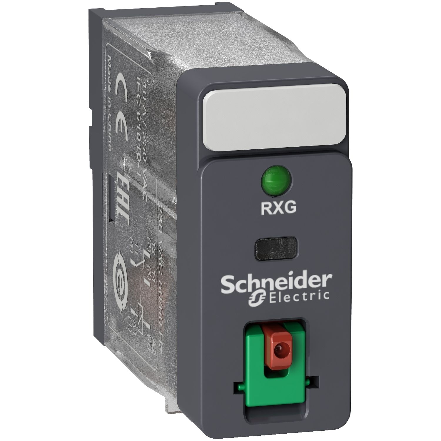 Picture of Interface plug in relay, Harmony Electromechanical Relays, 10A, 1CO, with LED, lockable test button, 24V AC