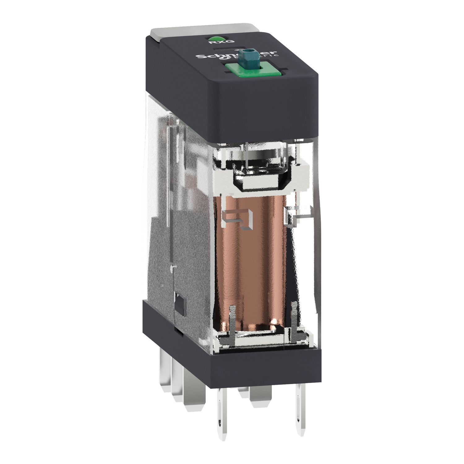 Picture of Interface plug in relay, Harmony Electromechanical Relays, 5A, 2CO, with LED, lockable test button, 48V DC