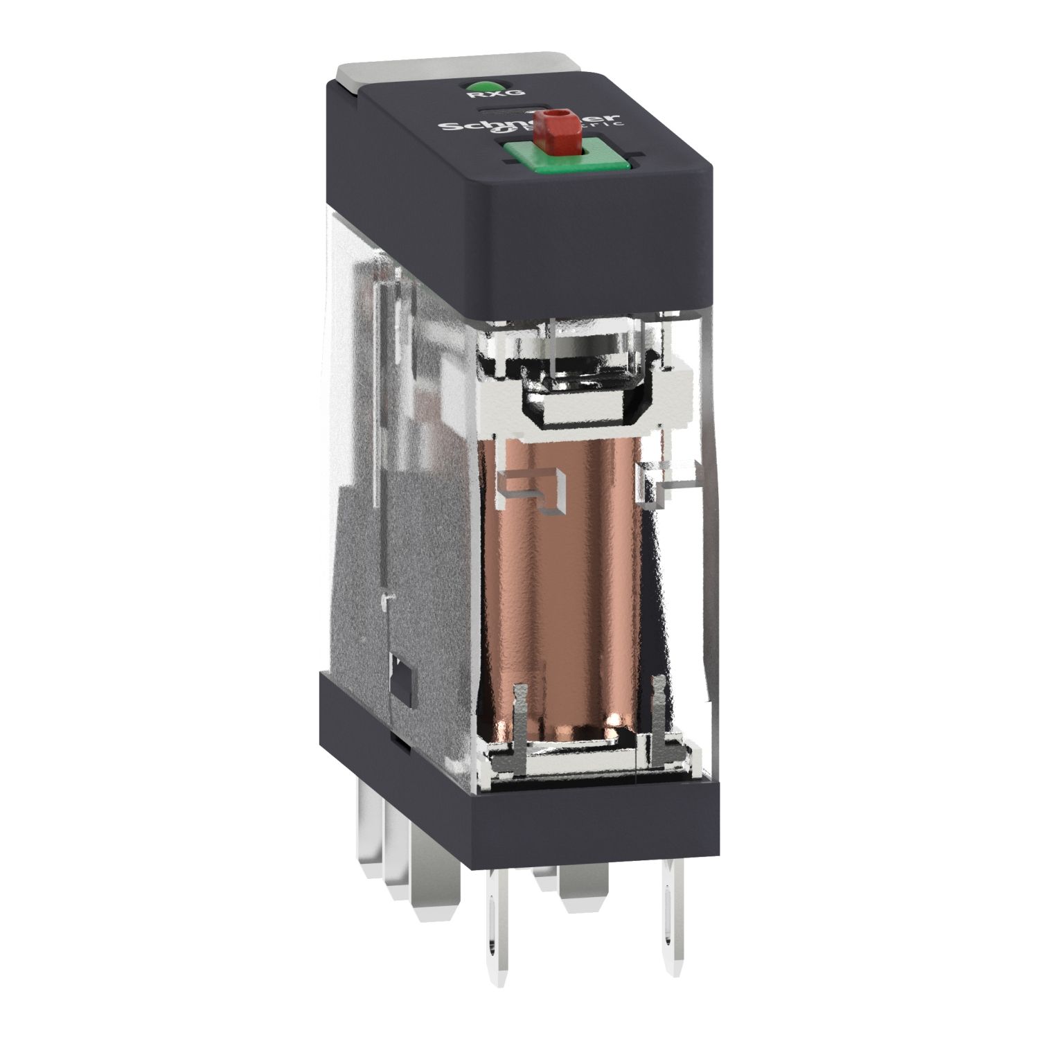Picture of Interface plug in relay, Harmony Electromechanical Relays, 5A, 2CO, with LED, lockable test button, 120V AC