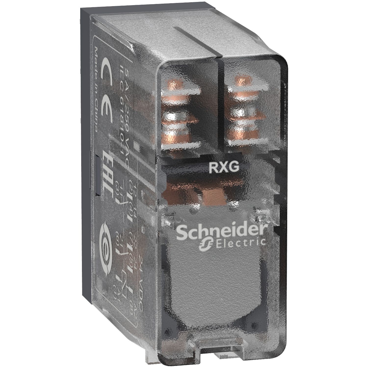 Picture of interface plug in relay, Harmony Electromechanical Relays, 5A, 2CO, clear cover, 24V DC