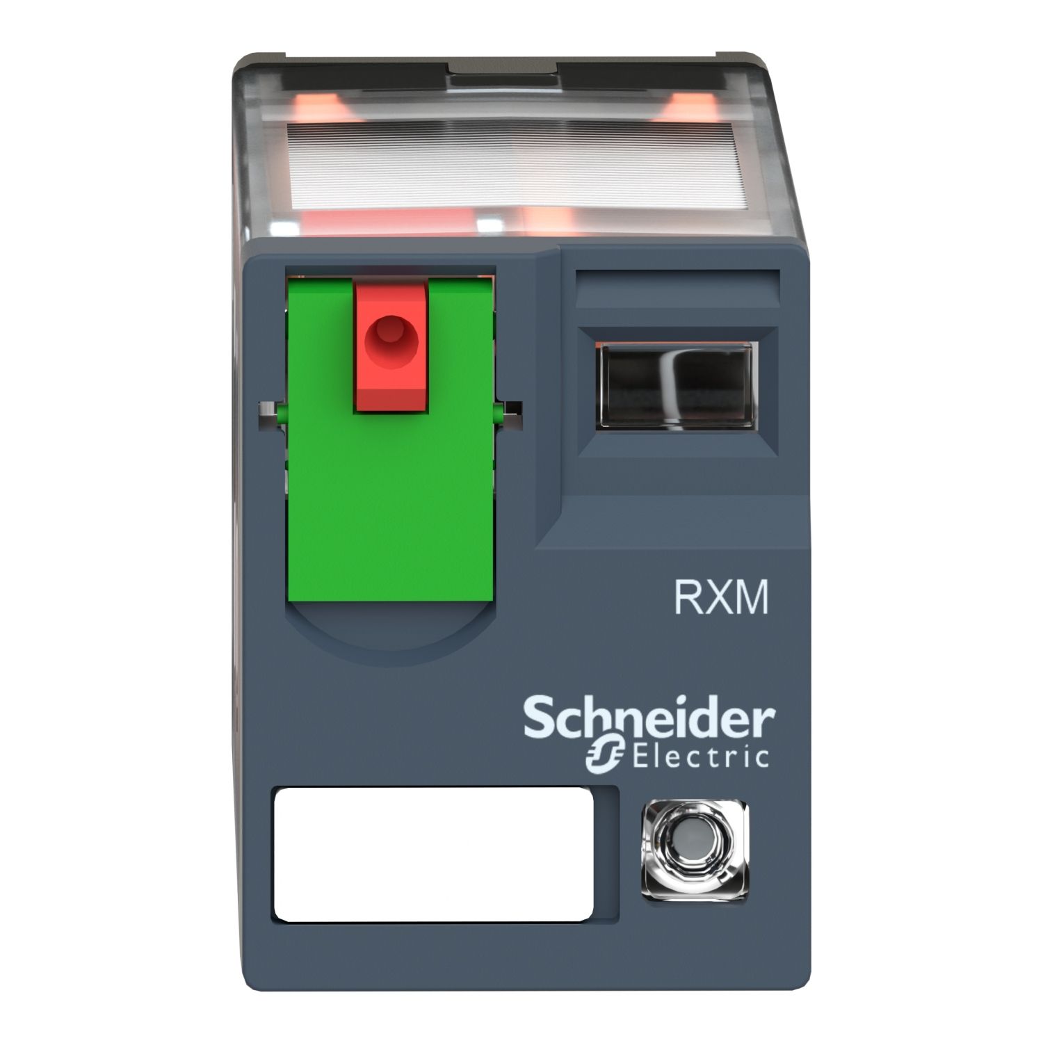 Picture of miniature plug in relay, Harmony Electromechanical Relays, 10A, 3CO, with LED, lockable test but to n, 48V AC