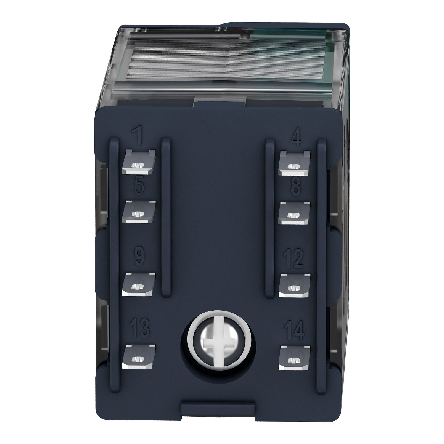 Picture of miniature plug in relay, Harmony Electromechanical Relays, 6A, 4CO, lockable test but to n, 48V DC