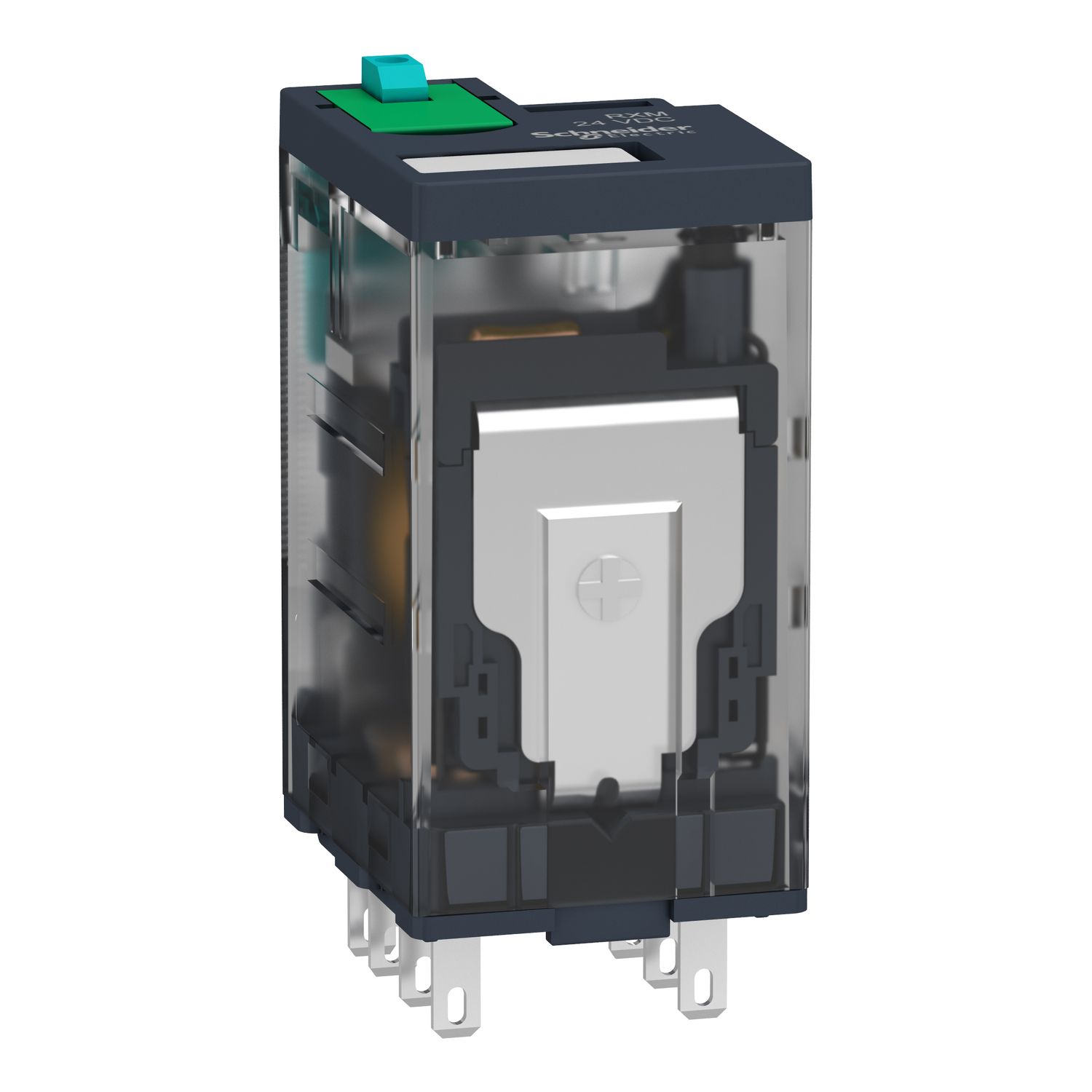 Picture of miniature plug in relay, Harmony Electromechanical Relays, 6A, 4CO, lockable test but to n, 48V DC