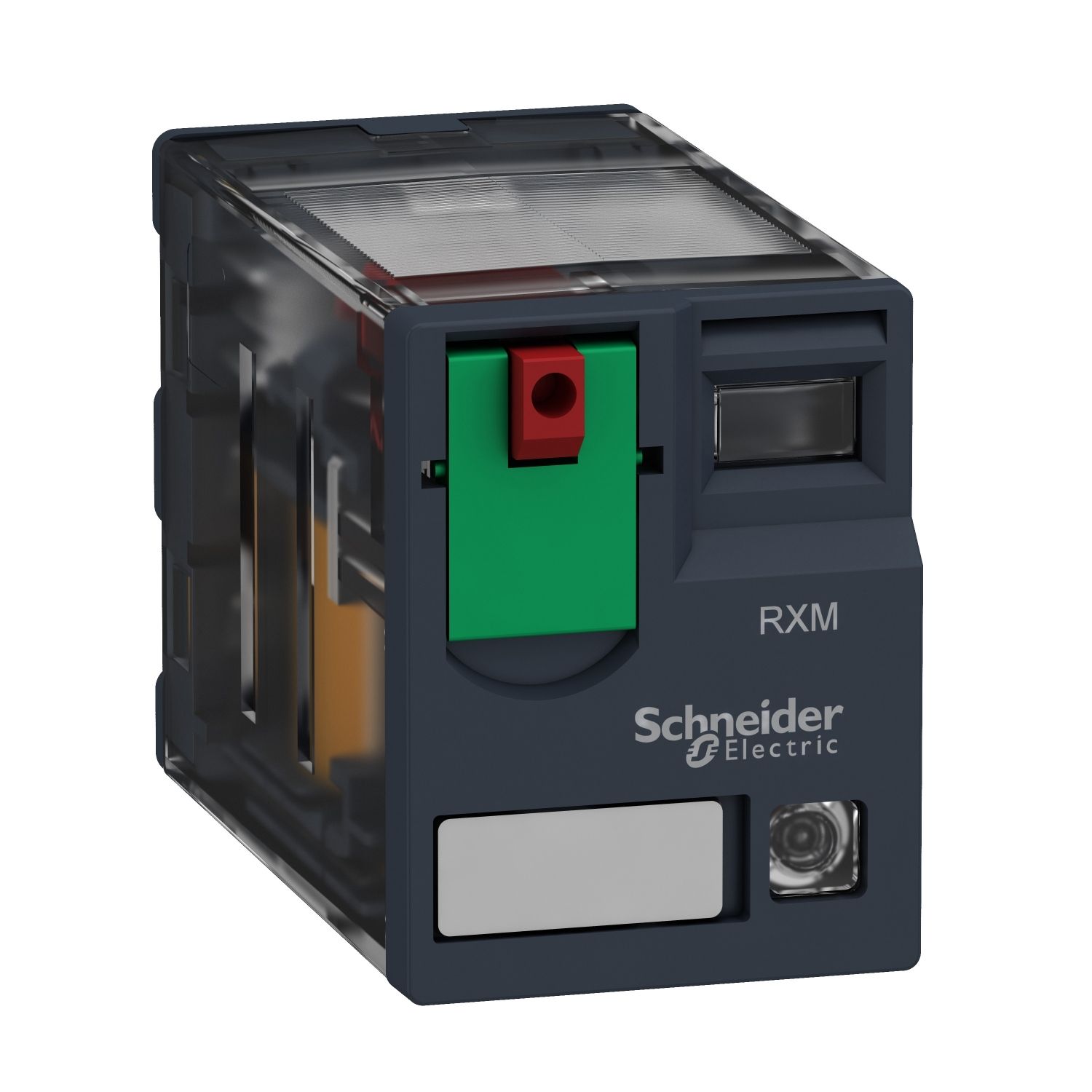 Picture of miniature plug in relay, Harmony Electromechanical Relays, 3A, 4CO, with LED, lockable test button, 240V AC